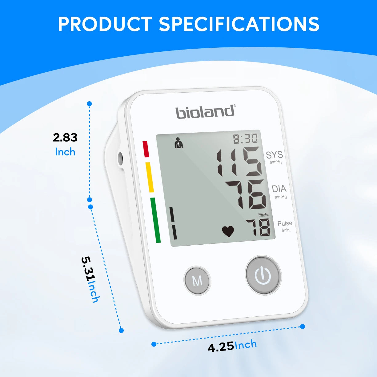 bioland Blood Pressure Monitor 2005 Tensiometer Upper Arm Automatic Digital BP Measuring Device 2005-1 Pulse Heart Rate Monitor