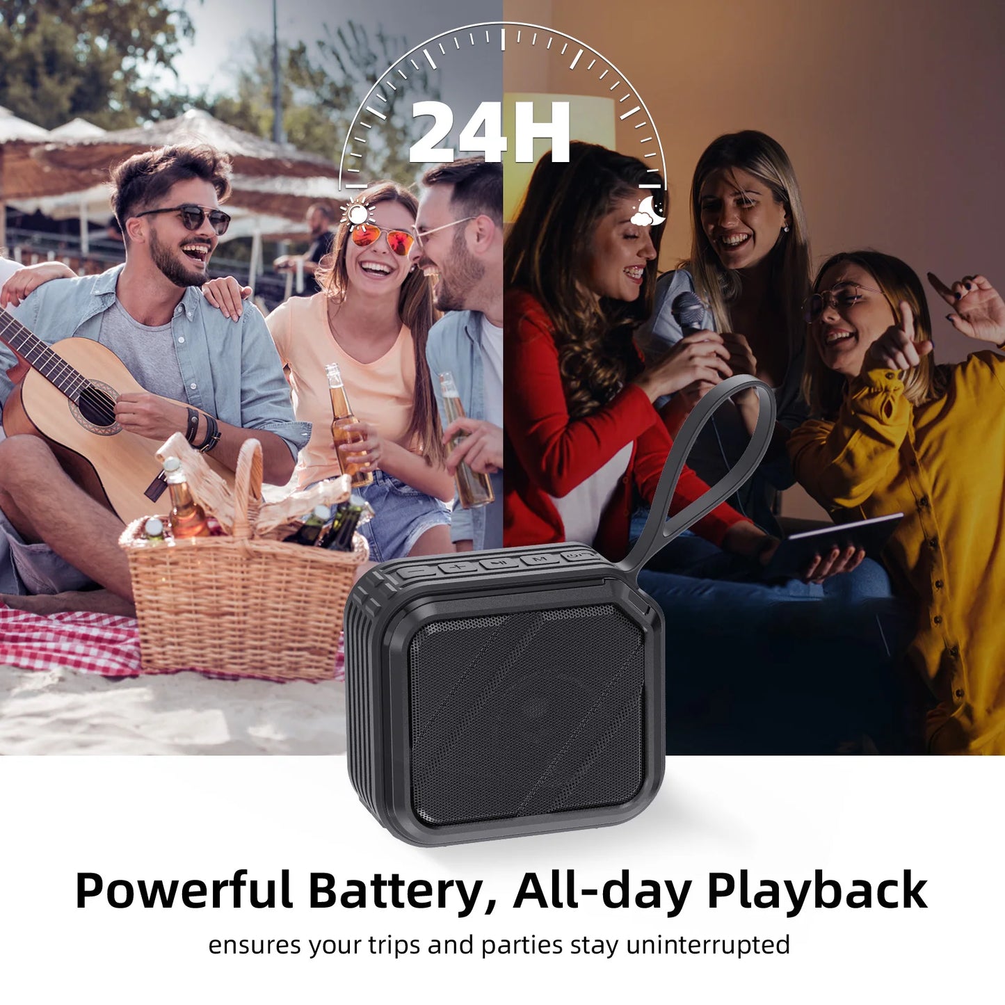 Portable Bluetooth Speaker - Bluetooth 5.0 Music Box, TF Cards/USB Playback, Party, Sports Travel